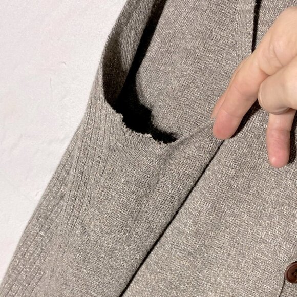 Eddie Bauer beige brown linen cotton lightweight button up knit vest L - Picture 9 of 11